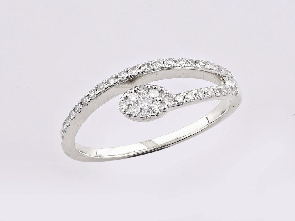 戒指 - 14K包金 白金 -  0.25ct. tw. 钻石 (天然)  #3.2