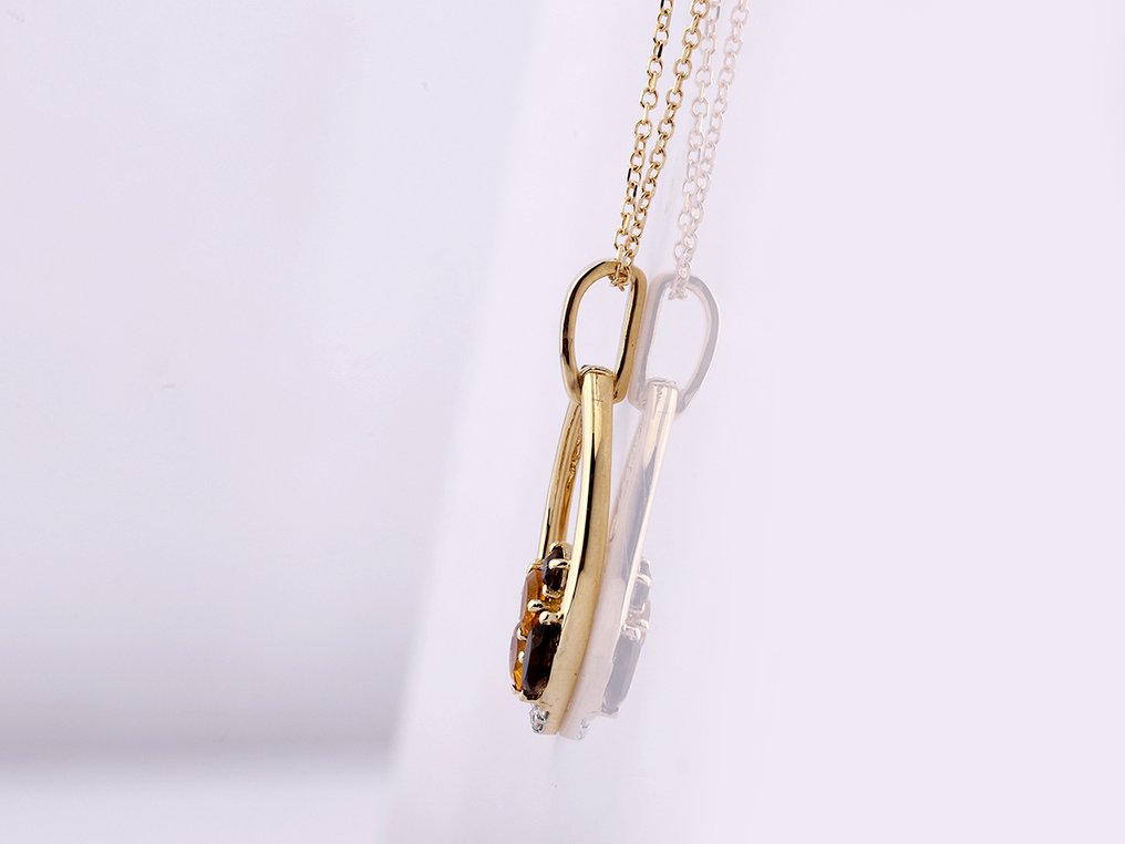 Kaulakoru riipuksella - 14 kt. Keltakulta -  0.70ct. tw. Quartz - Timantti #2.1