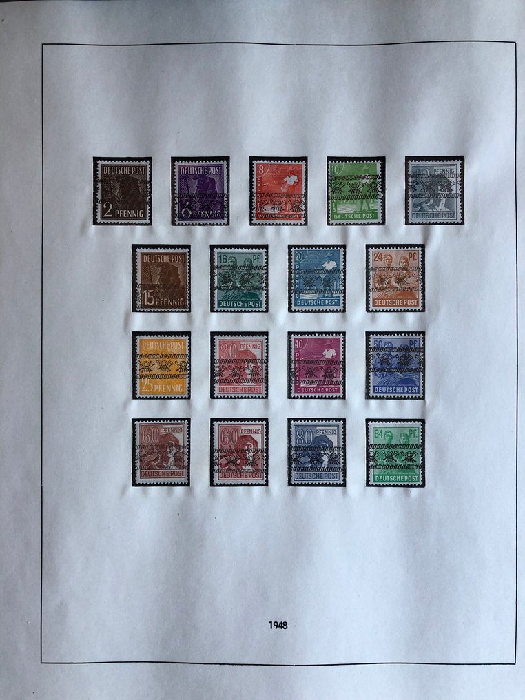 Συμμαχική Κατοχή - Γερμανία (Αμερικανική και βρετανική ζώνη) 1945/1948 - Νέα συλλογή με κυρίως πλήρεις εκδόσεις συμπεριλαμβανομένων των AM-Post, εκτύπωση τόμου με φωτεινές - Bauten mit Markwerten #3.2