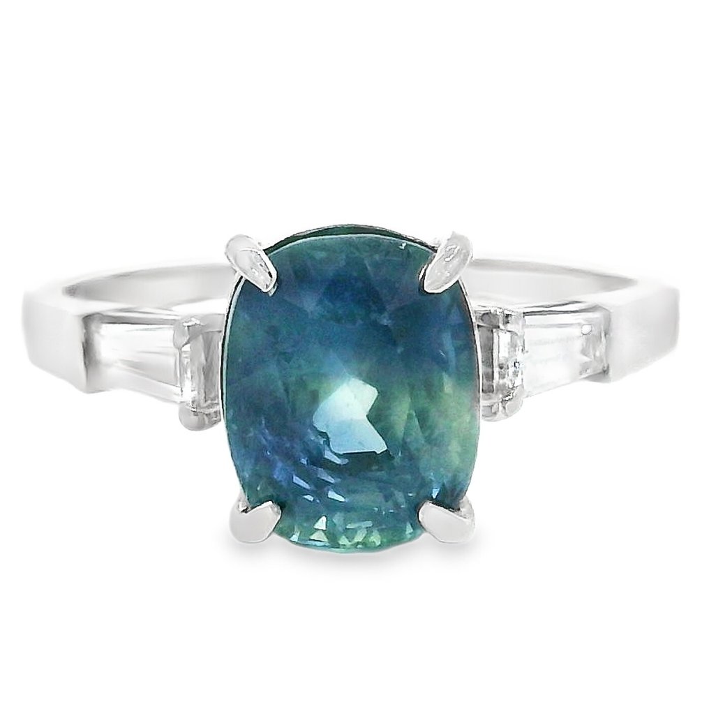 Anel Platina - 3.25ct. tw. Safira - Diamante - Sem calor #3.2