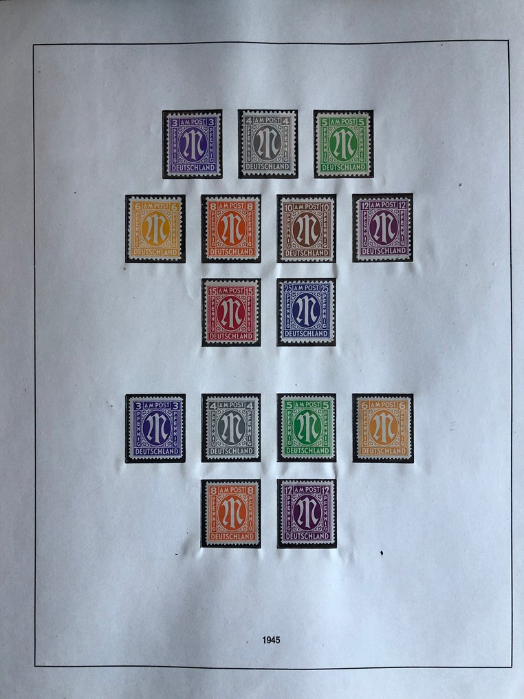 Συμμαχική Κατοχή - Γερμανία (Αμερικανική και βρετανική ζώνη) 1945/1948 - Νέα συλλογή με κυρίως πλήρεις εκδόσεις συμπεριλαμβανομένων των AM-Post, εκτύπωση τόμου με φωτεινές - Bauten mit Markwerten #1.0