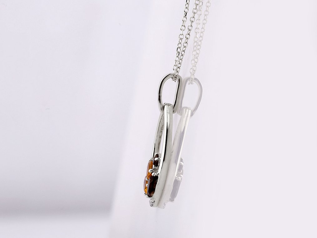 吊坠项链 - 14K包金 白金 -  0.70ct. tw. 石英 - 钻石 #2.1