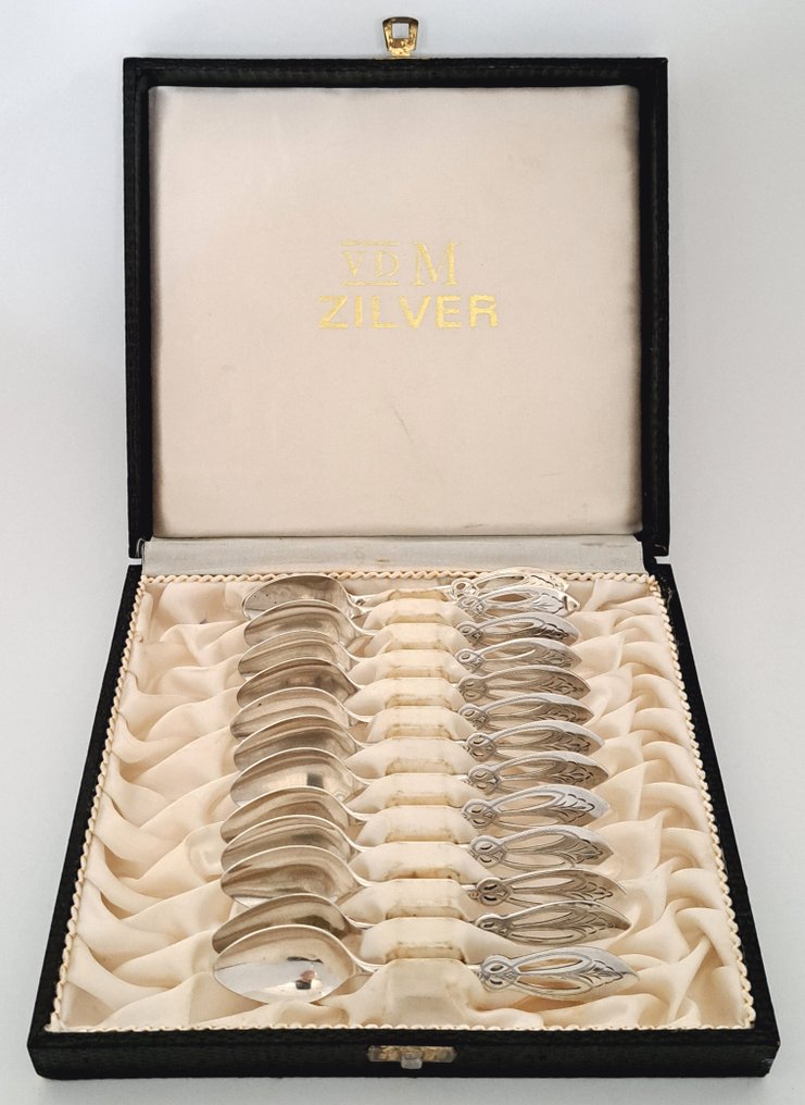 Weduwe J.H. van der Meulen - Theelepel (13) - in originele etui - .835 zilver #4.3
