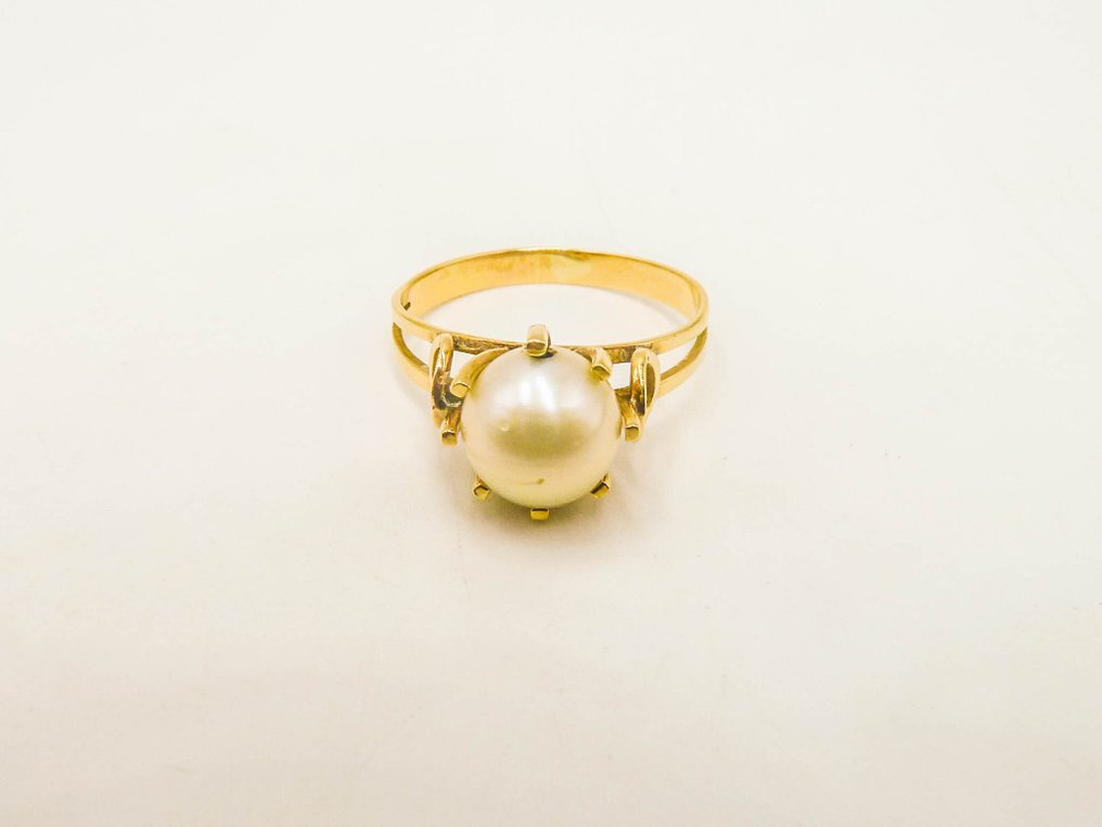 戒指 - 18 克拉 黃金 珍珠 #1.0