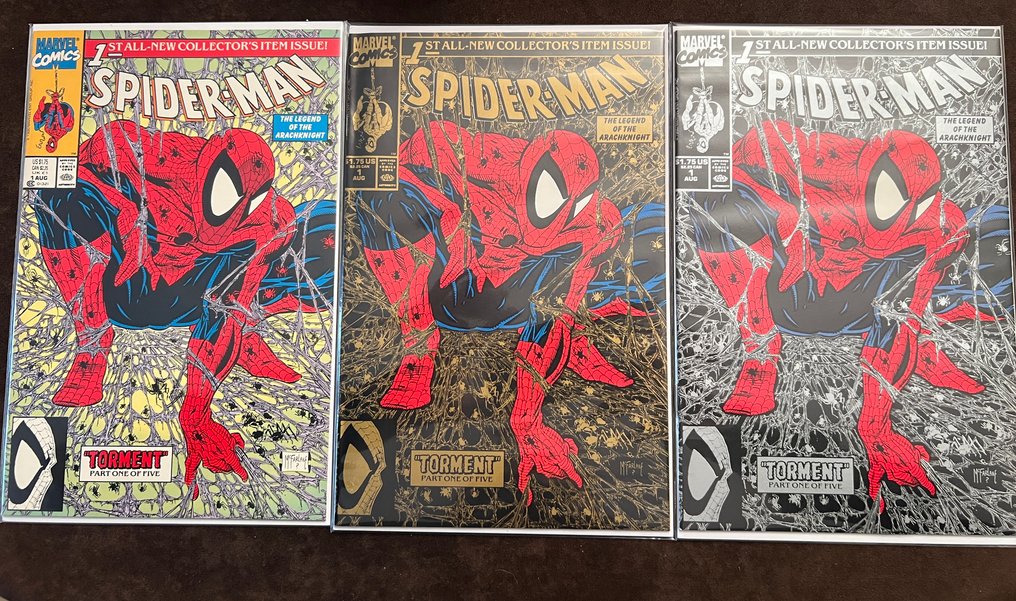 Spider-Man #1 - Main Cover + Silver Direct Edition + Gold Edition - 3 Comic - EO - 1990 #1.0