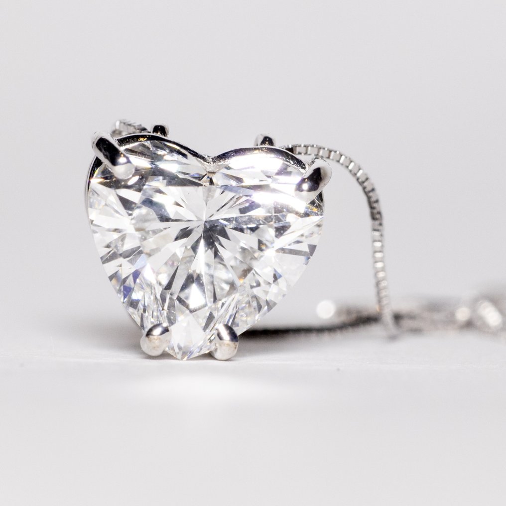 Ohne Mindestpreis - Halskette mit Anhänger - 18 kt Weißgold -  3.00ct. tw. Diamant (Laborgezüchtet (Lab Grown)) - F VS1 2EX #2.1