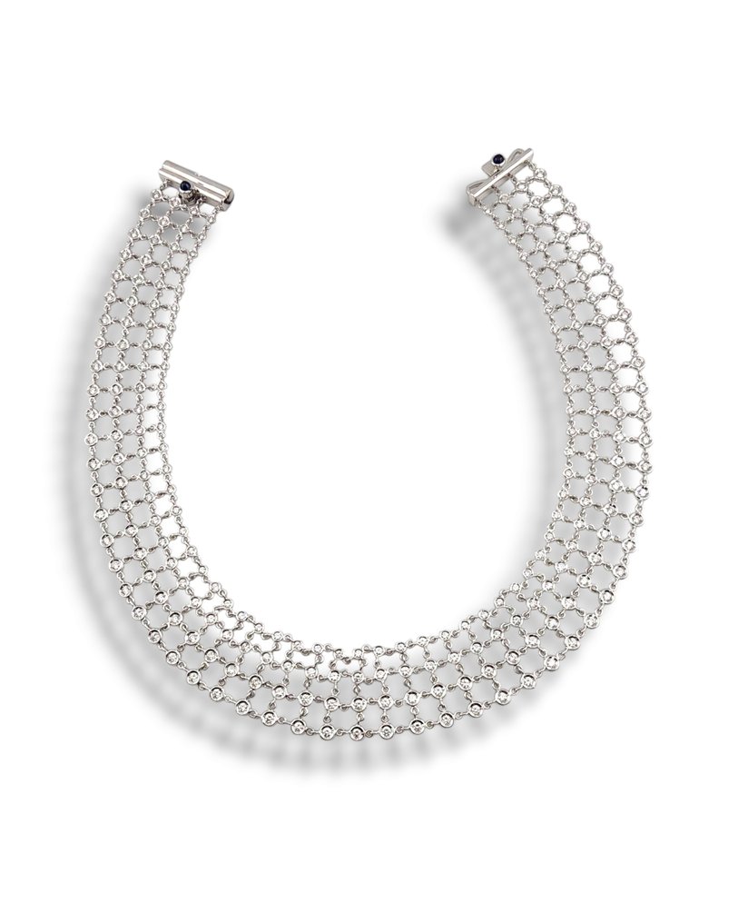 项链 - 18K包金 黄金, Robert Coin 18Kt 白金与9.0克拉钻石蜘蛛网设计项链 - 9.00ct. tw. 钻石 (天然) #1.0