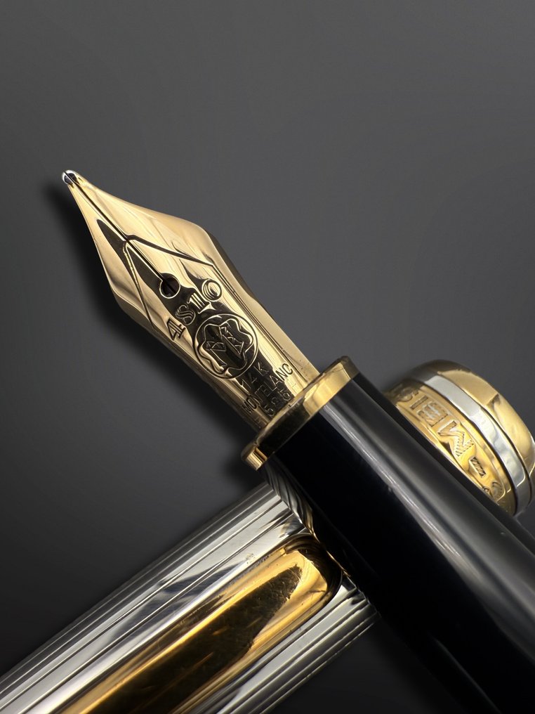 Montblanc - 144 - SOLITAIRE - SILVER - M NIB 14 KT - Fountain pen #1.0