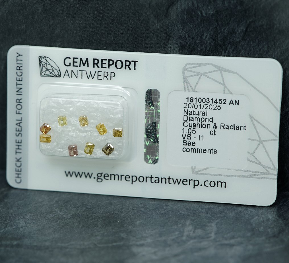9 pcs Diamante (Naturale) - 1.05 ct - VS1, I1 - Gem Report Antwerp (GRA) #2.1
