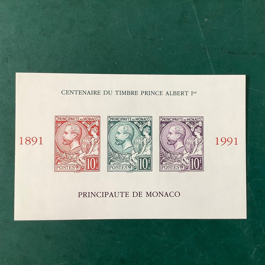 Monaco 1991 - Bloc special: 100 de ani Prince Albert I în bloc neperforat. - Yvert bloc 53a #1.0