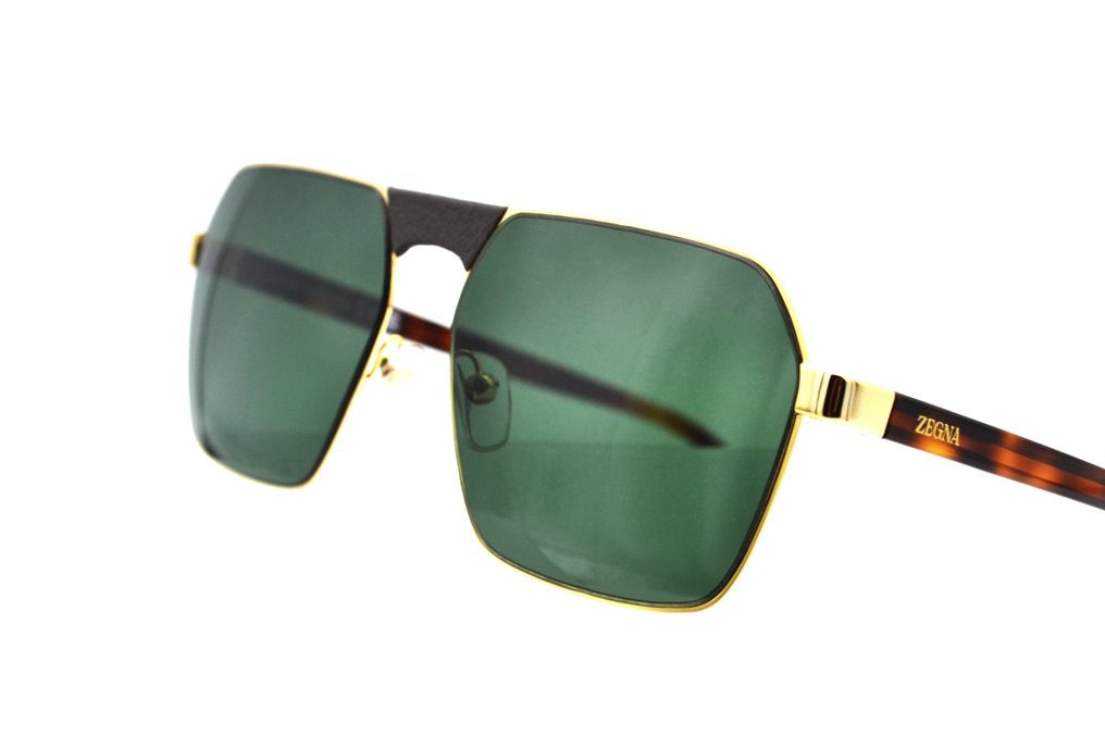 Ermenegildo Zegna - EZ0210 30N - Silver Metal & Acetate Carey Design - Leather details - *New* - Solbriller #1.0