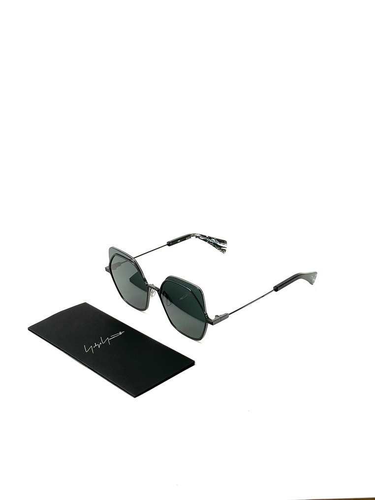 Yohji Yamamoto - YY7031, Shiny Black Titanium, YY Cat-Eye, Special mirrored effect, Mazzucchelli, Style 031 BLACK - 太阳镜 #1.0
