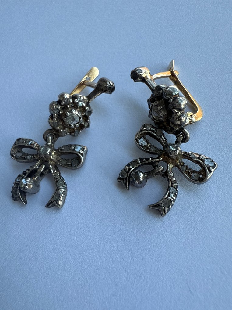 Drop fülbevaló - 12 kt. Ezüst, Sárga arany #1.0