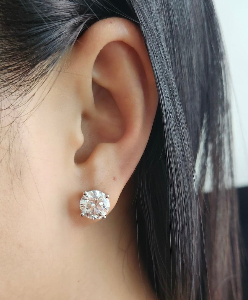 Σκουλαρίκια - 18 καράτια Λευκός χρυσός -  6.16ct. tw. Διαμάντι (Εργαστηριακής καλλιέργειας) #2.1