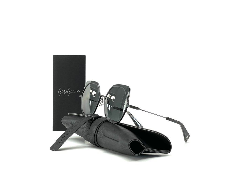 Yohji Yamamoto - YY7031, Shiny Black Titanium, YY Cat-Eye, Special mirrored effect, Mazzucchelli, Style 031 BLACK - 太阳镜 #1.0