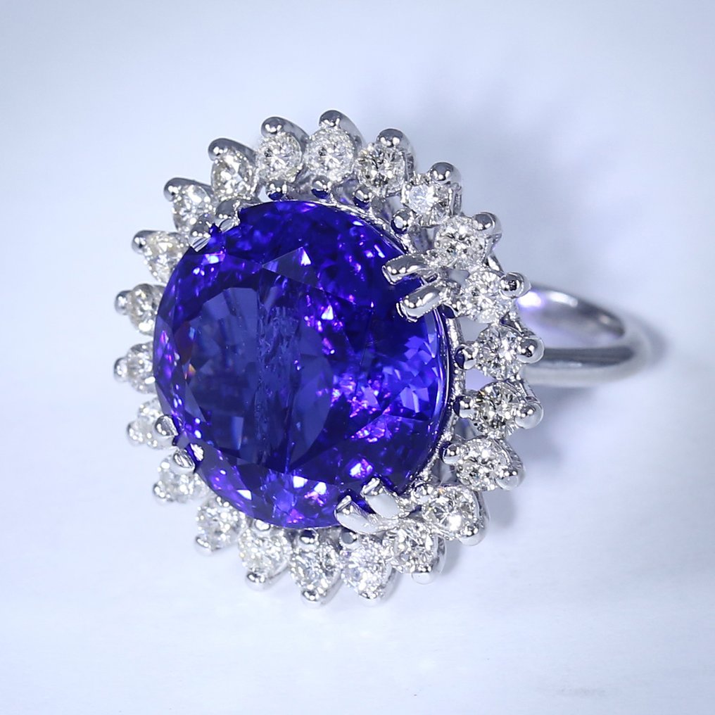 Δαχτυλίδι - 14 καράτια Λευκός χρυσός -  32.33ct. tw. Τανζανίτης - Διαμάντι - Δαχτυλίδι με τανζανίτη και διαμάντι #3.2