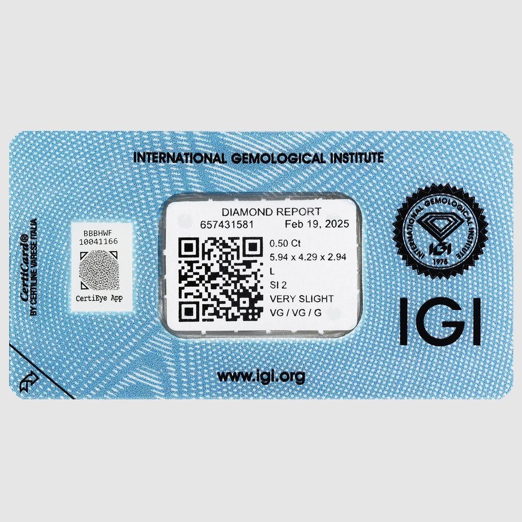 1 pcs Διαμάντι (Φυσικό) - 0.50 ct - Οβάλ - L - SI2 - International Gemological Institute (IGI) #3.2