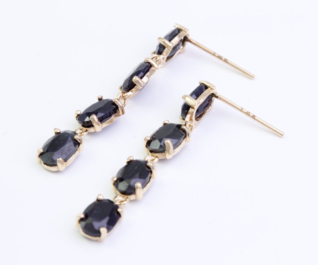 Nincs minimálár - Drop fülbevaló - 14 kt. Sárga arany Zafír #3.2