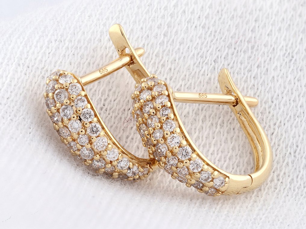 Drop fülbevaló - 14 kt. Sárga arany -  0.40ct. tw. Gyémánt (Természetes)  #4.3