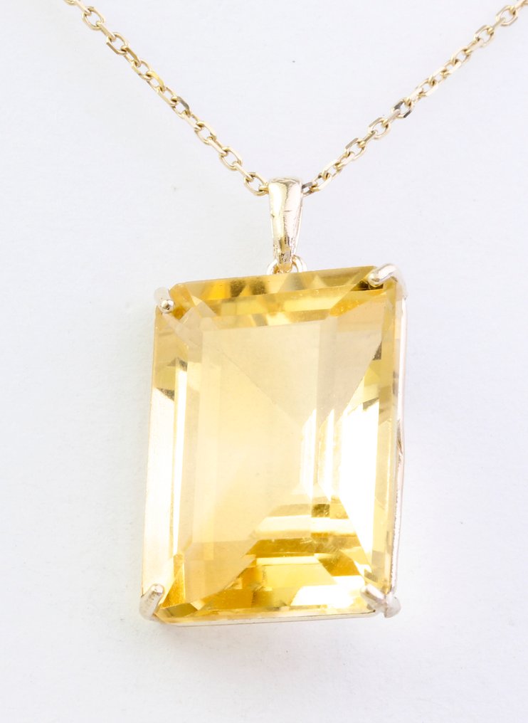 Zonder minimumprijs - Halsketting - 14 karaat Geel goud Citrien #2.1