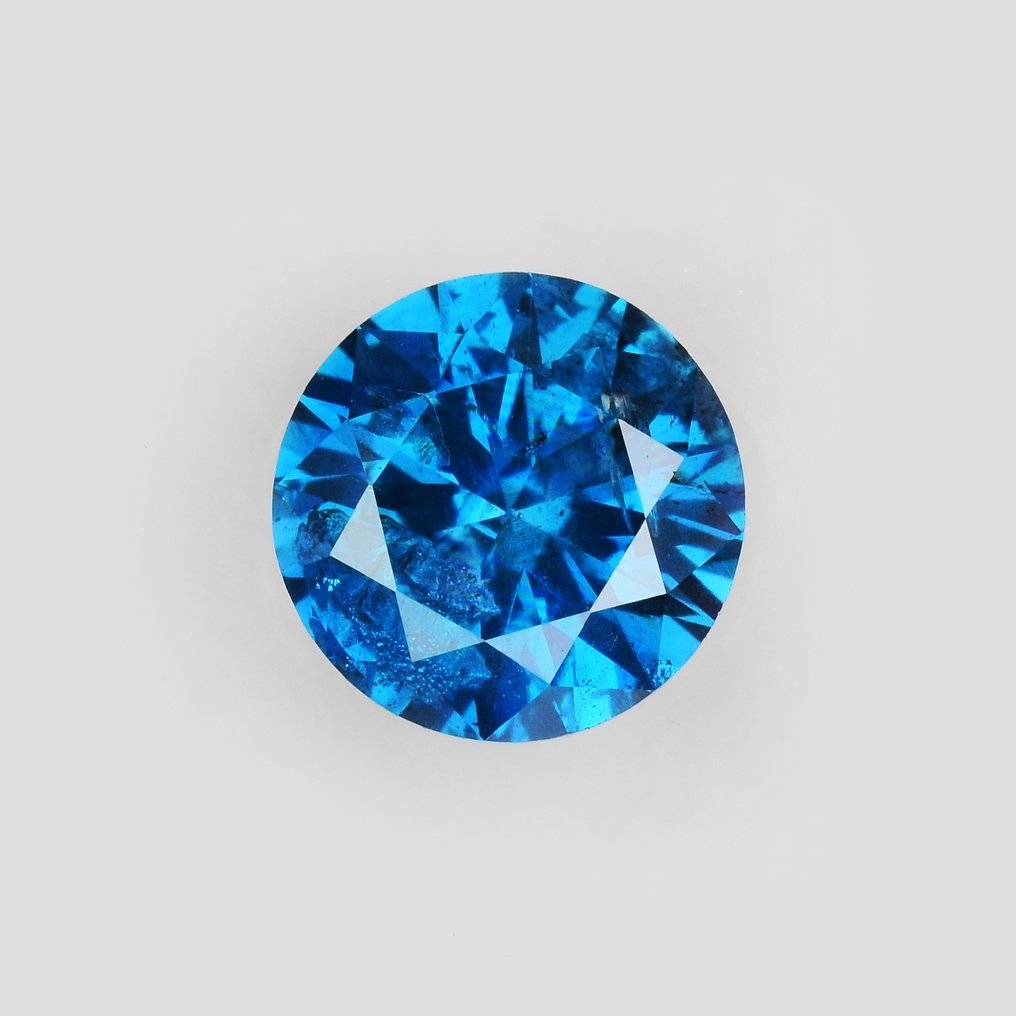 1 pcs 钻石  (经彩色处理)  - 0.72 ct - 圆形 - Fancy 稍帶綠色的 蓝色 - I2 内含二级 - 国际宝石研究院（IGI） #1.0