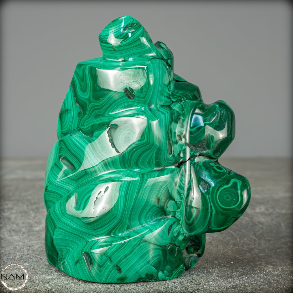 Σπάνια φυσική φλόγα από μαλαχίτη Γλυπτική- 622.39 g #1.0