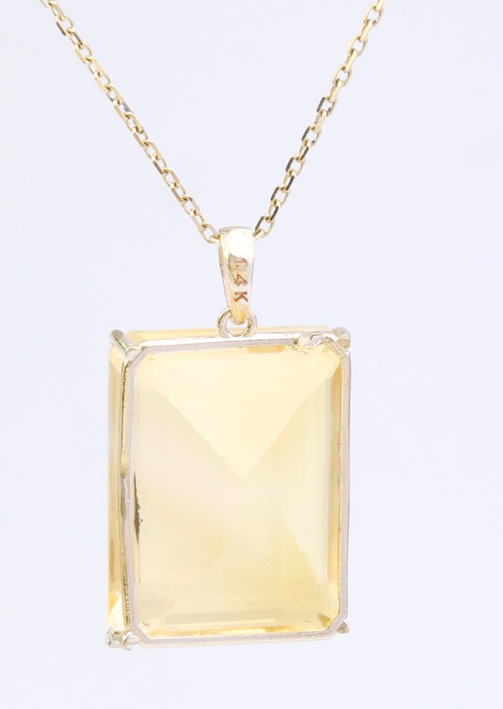 Zonder minimumprijs - Halsketting - 14 karaat Geel goud Citrien #4.3