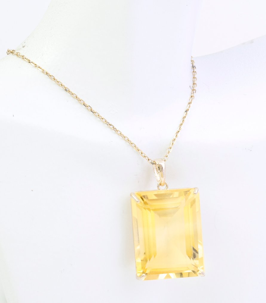 Zonder minimumprijs - Halsketting - 14 karaat Geel goud Citrien #1.0