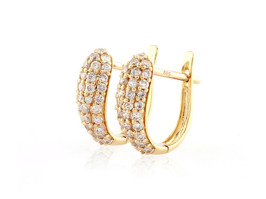 Drop fülbevaló - 14 kt. Sárga arany -  0.40ct. tw. Gyémánt (Természetes)  #3.2