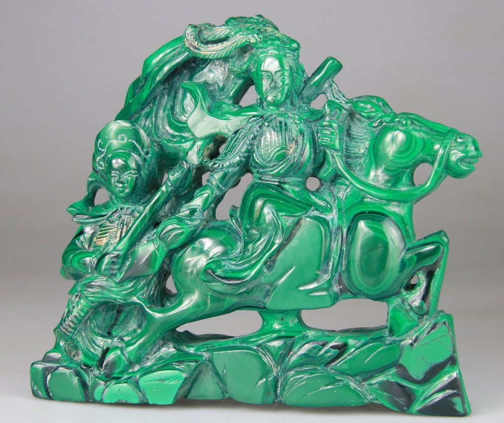 大型战士马雕像 - 孔雀石 - 中国 - 二十世纪初 #1.0