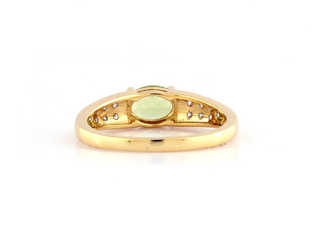 Ring - 14 karat Gull -  1.01ct. tw. Peridot - Diamant #1.0