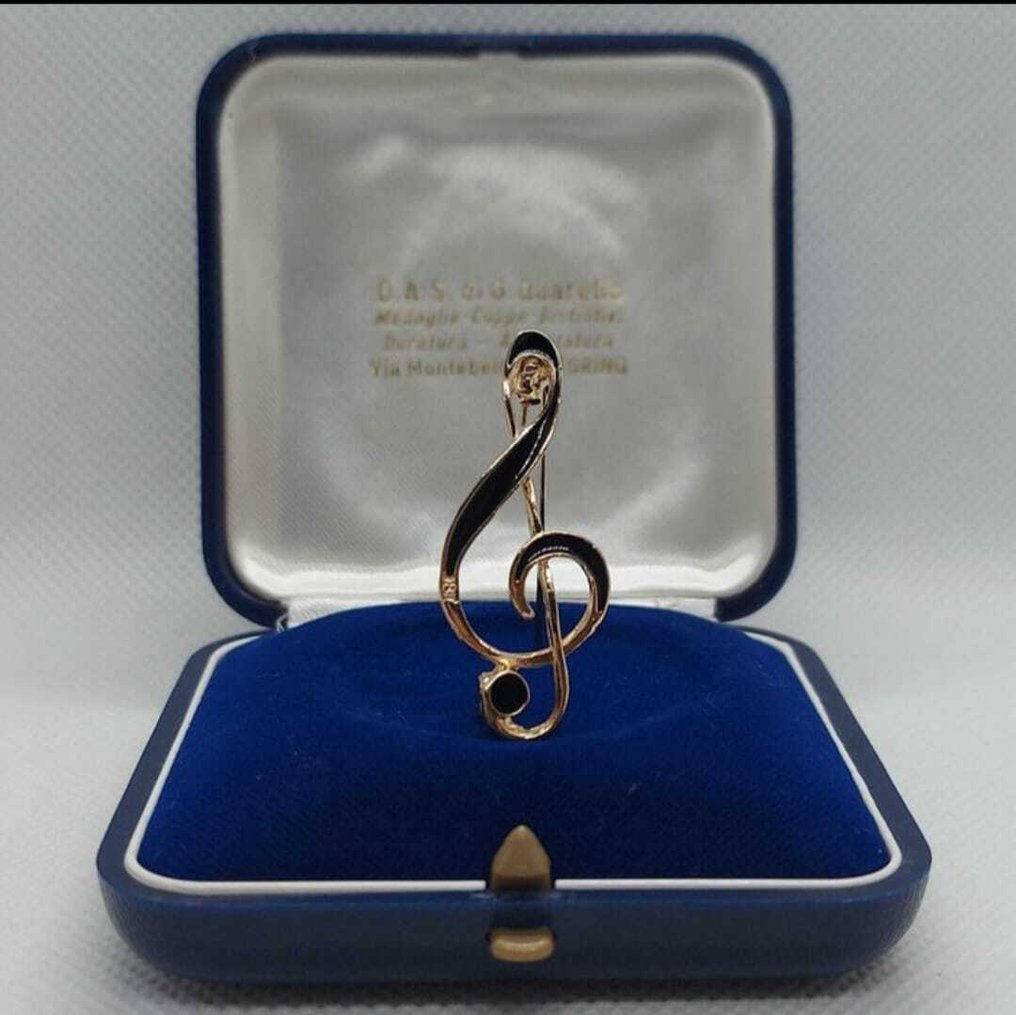 18K 镀金黄金 - 胸針 - 小提琴谱号 #1.0