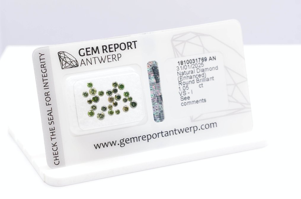 25 pcs Diamant (Farbbehandelt) - 1.05 ct - Rund - VS1, I1 - Gem Report Antwerp (GRA) #4.3
