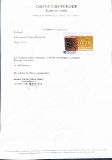 Jemdet Nasr Cylinder Seal from the famous Erlenmeyer collection - Ex Puhze #3.2