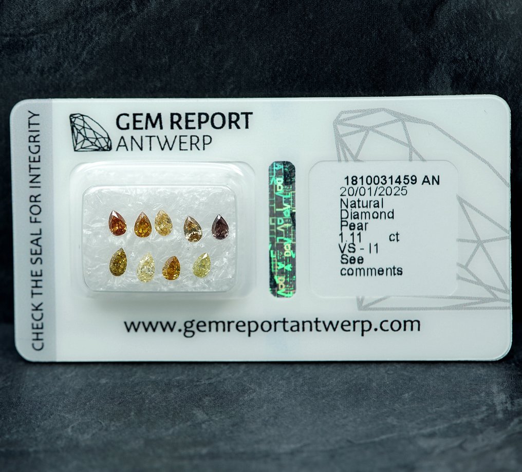 9 pcs Διαμάντι  (Φυσικό)  - 1.11 ct - VS1, I1 - Gem Report Antwerp (GRA) #1.0