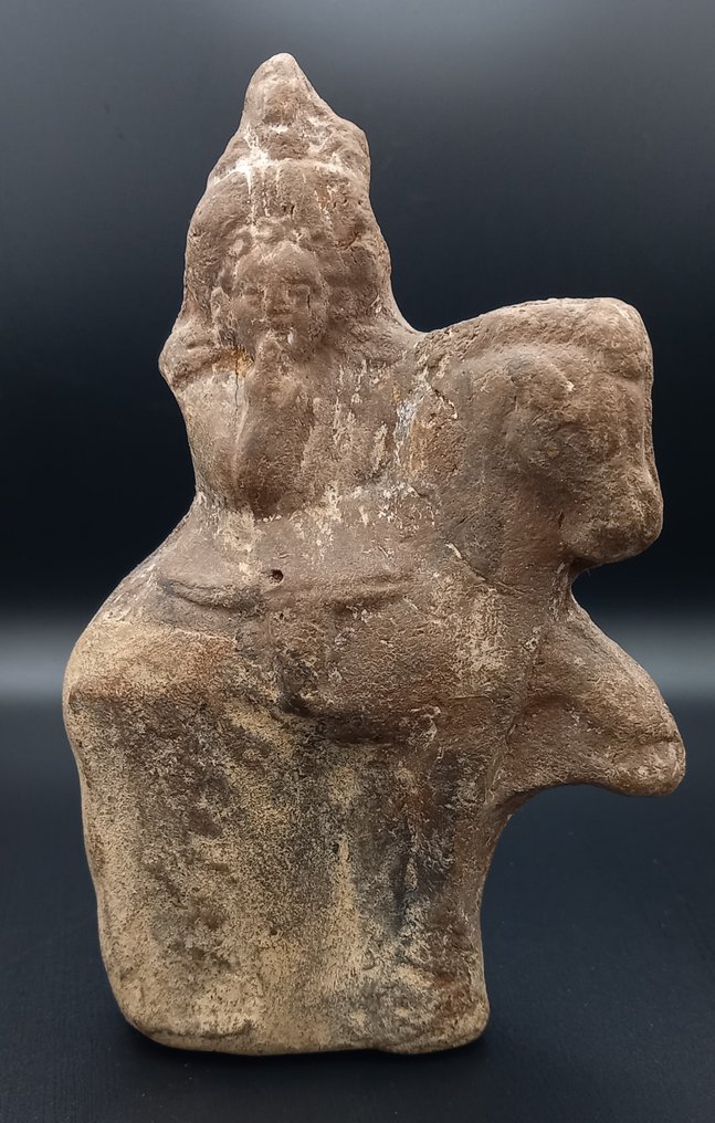 Oldtidens Egypt, gresk-romersk periode Terrakotta Harpokrates på hest - 155 mm #1.0