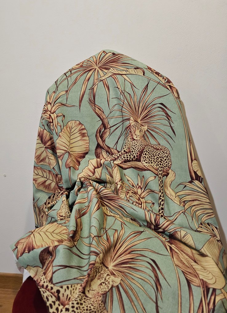 300x280cm! Bohemisk stil stoff med gepard-mønster - 300x280cm - turkis jungeldesign - Tekstil  - 300 cm - 280 cm #1.0
