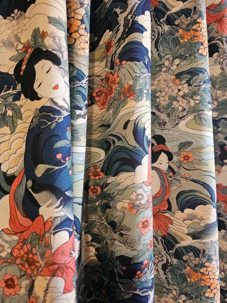 Eksklusivt originalt orientalsk stoff - 300x280cm - Kunstneriske geisha-cortigiane - Tekstil - 280 cm - 300 cm #2.1