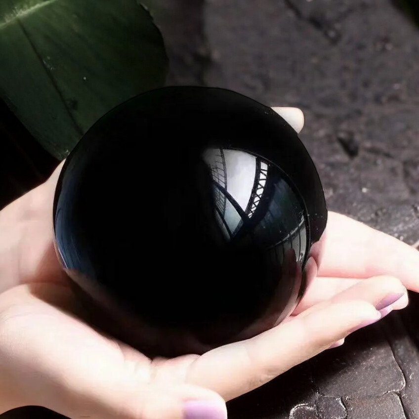 Black Obsidian Sphere – Depth and Protection - Height: 75 mm - Width: 75 mm- 650 g #2.1