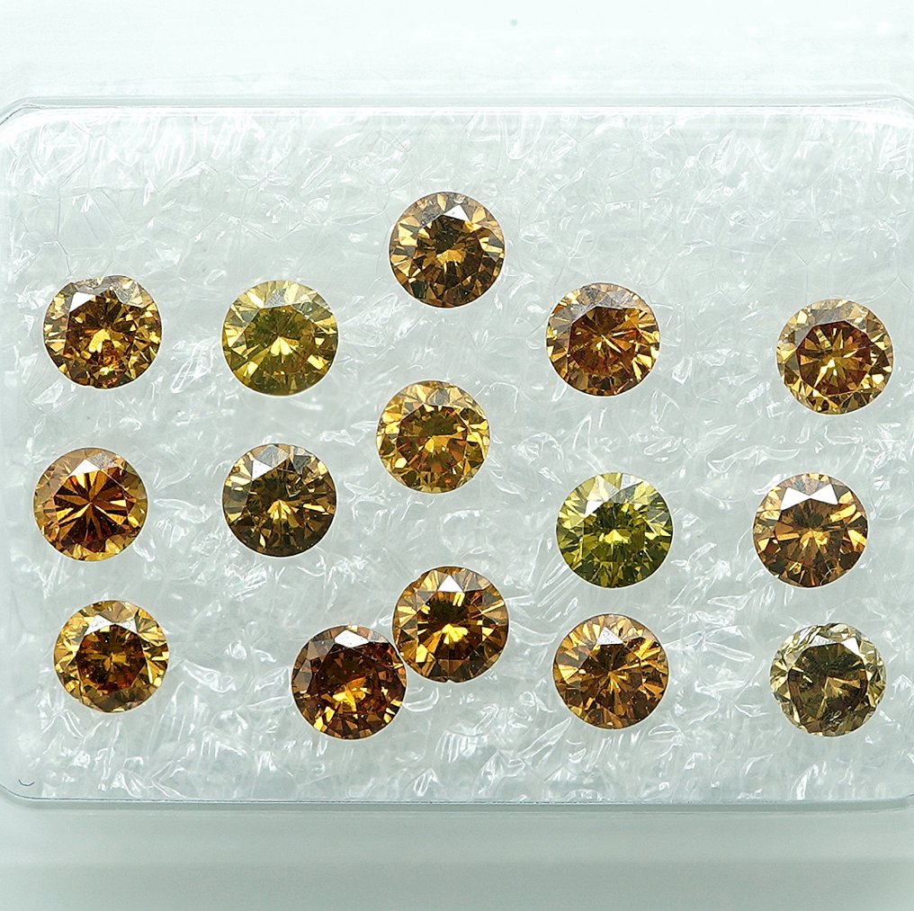 15 pcs Diamond  (Colour-treated)  - 1.01 ct - VS1, I1 - Gem Report Antwerp (GRA) #1.0