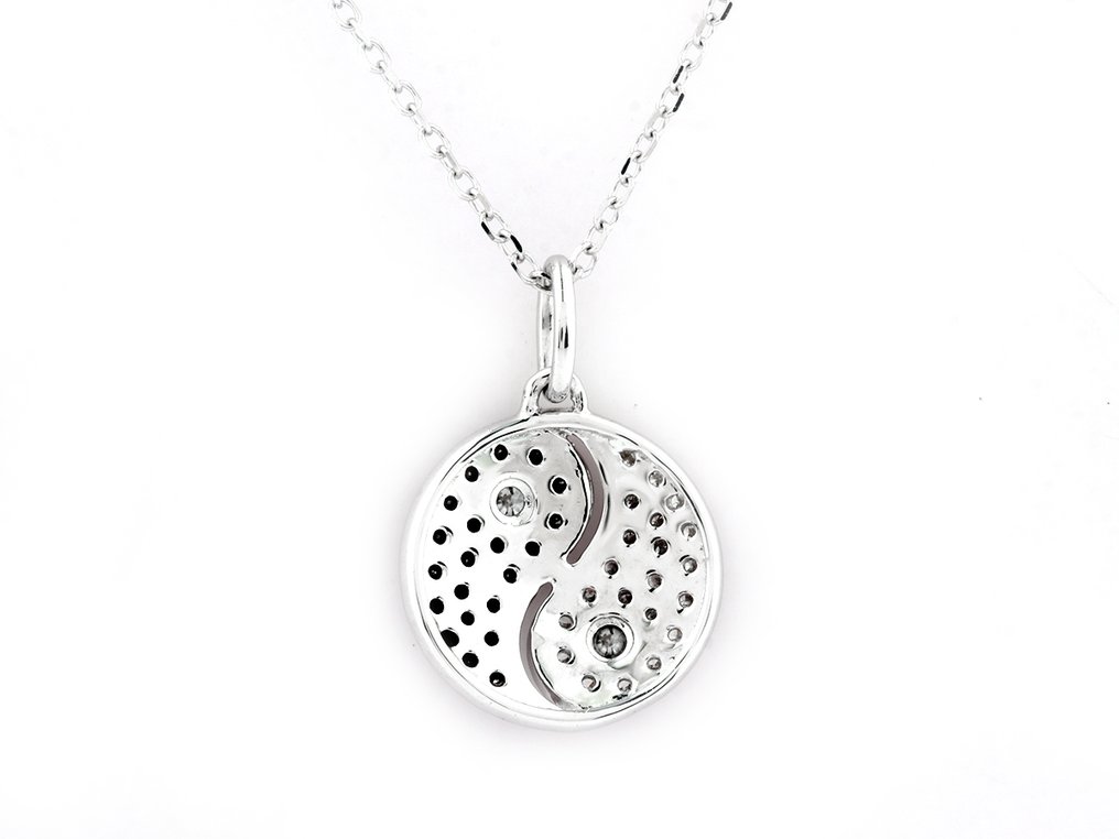 吊墜頸鏈 - 14 克拉 白金 -  0.30ct. tw. 鉆石 (天然)  #3.2