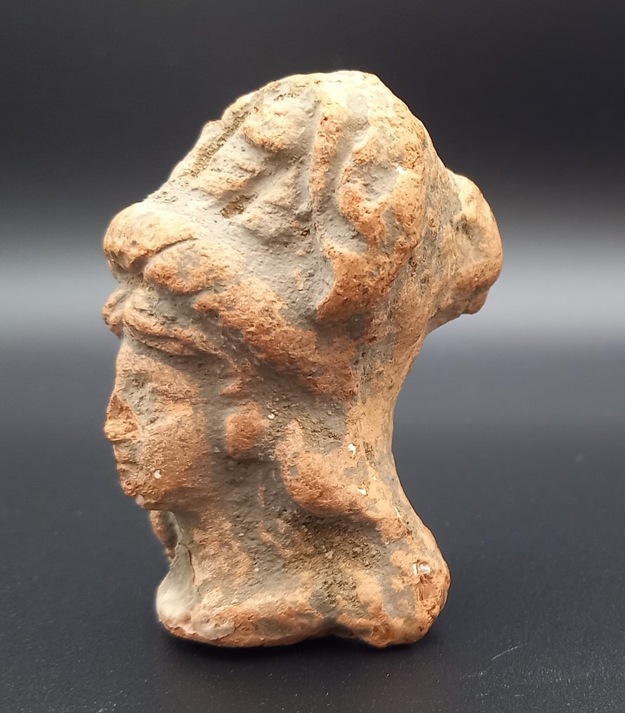 古埃及，希臘羅馬時期 Terracotta 女性头部，配有高雅复杂的发型。 - 60 mm #1.0