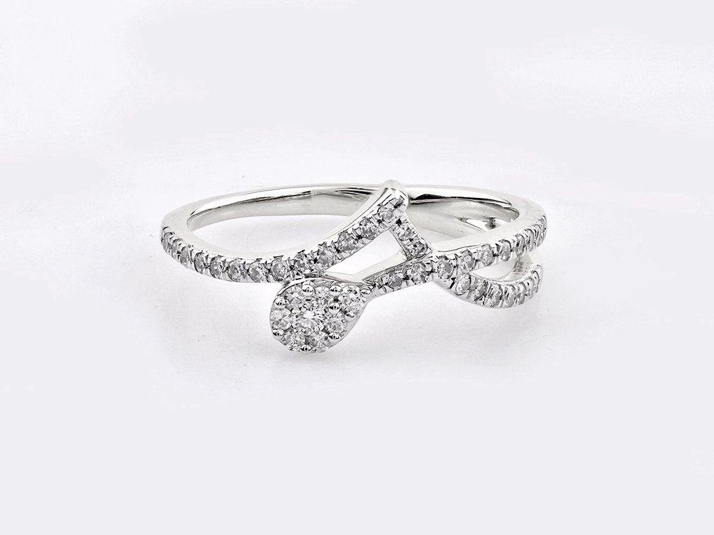 Δαχτυλίδι - 14 καράτια Λευκός χρυσός - 0.26ct. tw. Διαμάντι (Φυσικό) #1.0