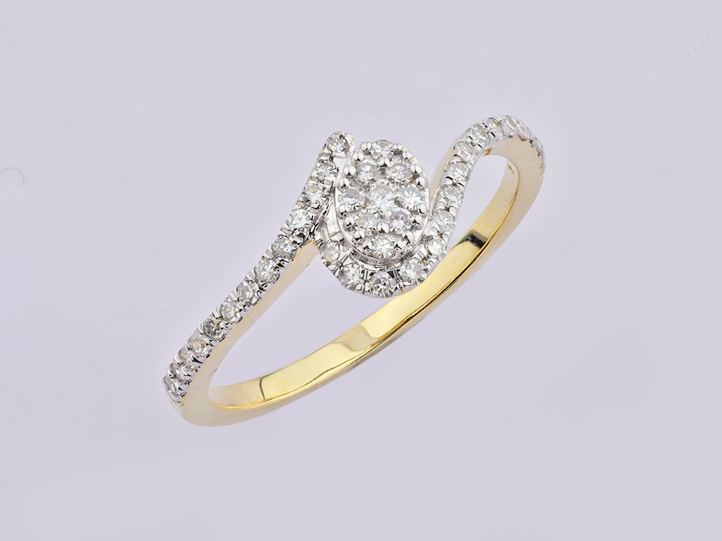Δαχτυλίδι - 14 καράτια Κίτρινο χρυσό - 0.26ct. tw. Διαμάντι (Φυσικό) #3.2