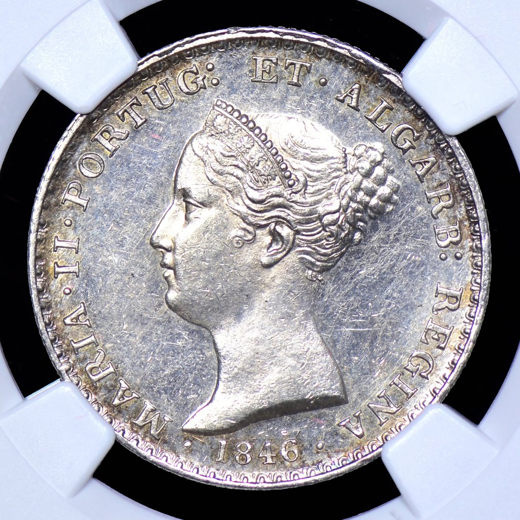 葡萄牙. D. Maria II (1834-1853). 500 Reis 1846 - NGC - MS 62 - Rara #1.0