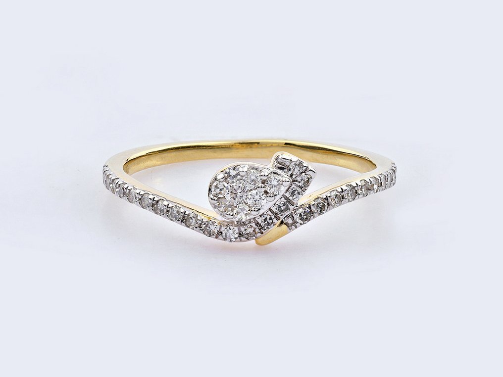 Gyűrű - 14 kt. Sárga arany -  0.24ct. tw. Gyémánt (Természetes)  #1.0