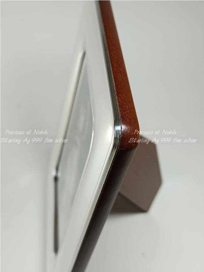 Picture frame - Photograph frame Ag 999 fine silver - real wooden back - outer size 14.5x18.5 cm #2.1