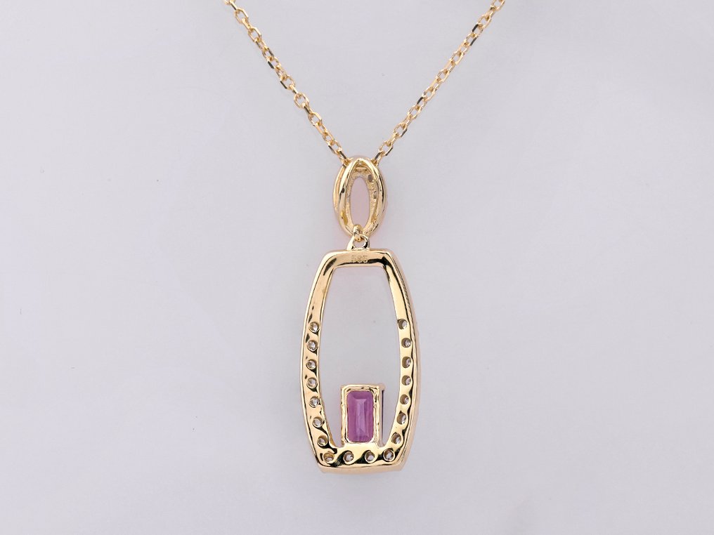 Κολιέ με μενταγιόν - 14 καράτια Κίτρινο χρυσό - 0.45ct. tw. Αμέθυστος - Διαμάντι #3.2
