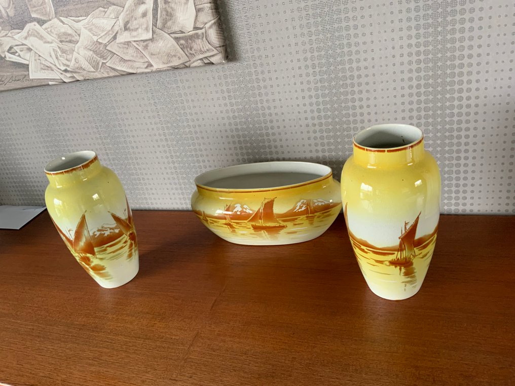 Keller & Guérin Luneville - keller et guerin - 花瓶 (3)  - 陶瓷 - 花盆和两个花瓶 #3.2