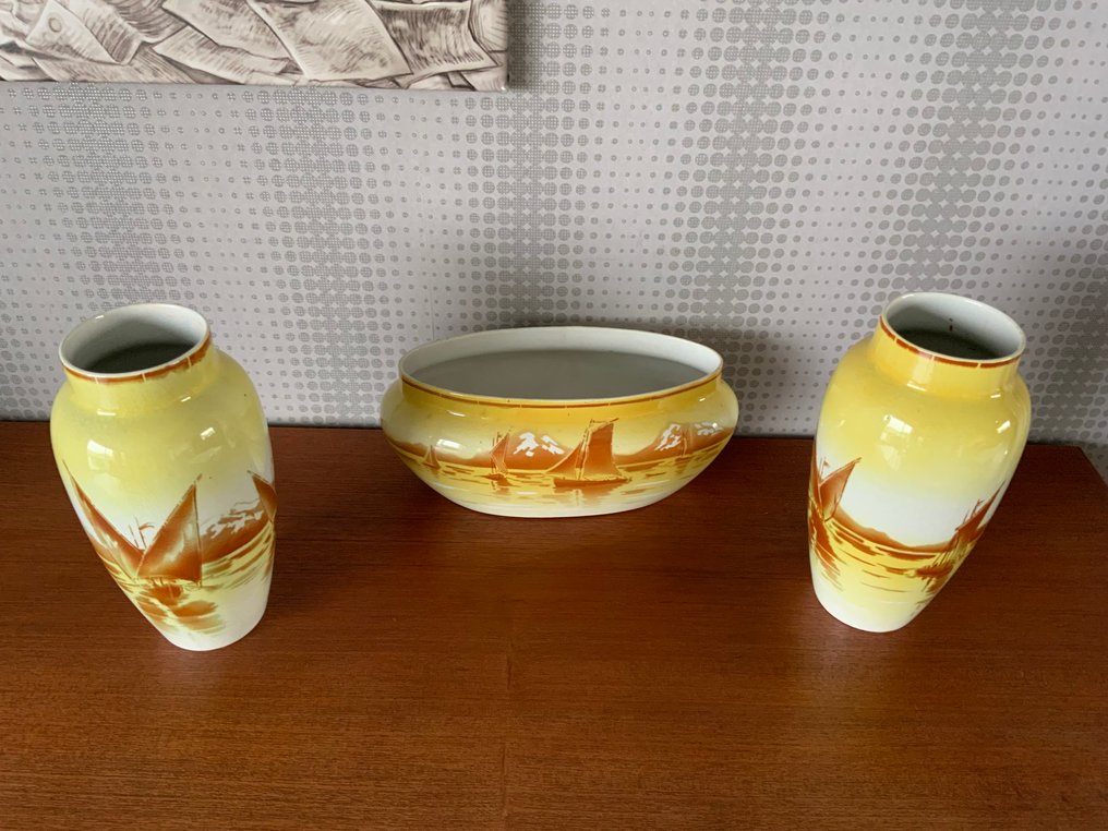 Keller & Guérin Luneville - keller et guerin - 花瓶 (3)  - 陶瓷 - 花盆和两个花瓶 #2.1